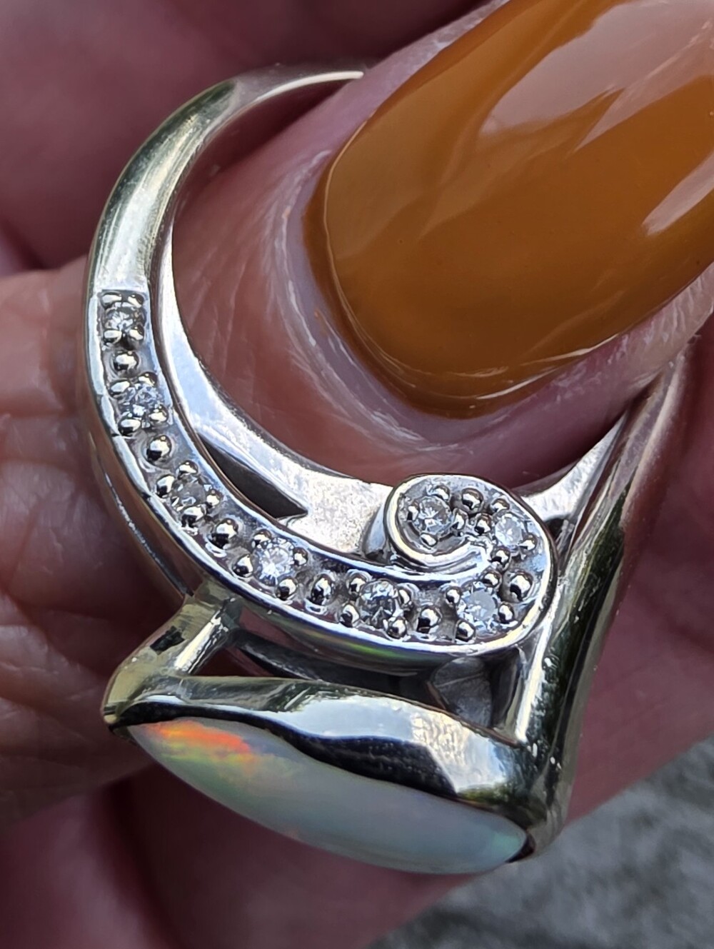 *Item Unavailable For Purchase* 14kt White Gold Ethiopian Opal & Diamond Ring - Picture 11 of 16